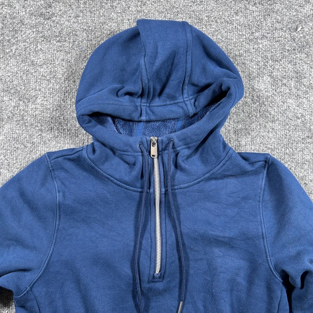 Athleta Hoodie Womens Size S Blue Quarter Zip Fleece Lined Pullover Activewear